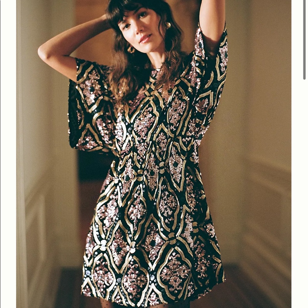 Anthropologie Amalia Sequined Tunic Dress